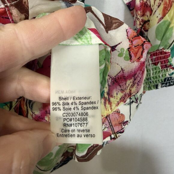 Alice + Olivia Silk Colorful Floral Button Up Career Office Blouse Top Size XS - Picture 8 of 9